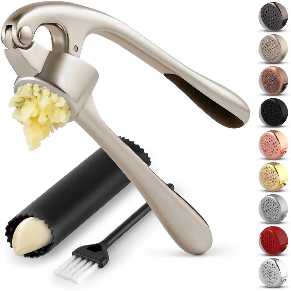 Garlic Press Set - Proportional Garlic Mincer Tool - Easy-Squeeze, Easy-Clean with Soft, Ergonomic Handle - Silicone Garlic Peel
Garlic Press Set - Proportional Garlic Mincer Tool - Easy-Squeeze, Easy-Clean with Soft, Ergonomic Handle - Silicone Garlic Peel