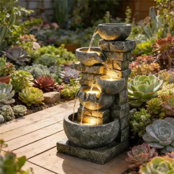 Садовый фонтан с LED-подсветкой и водным элементом
Садовый фонтан с LED-подсветкой и водным элементом