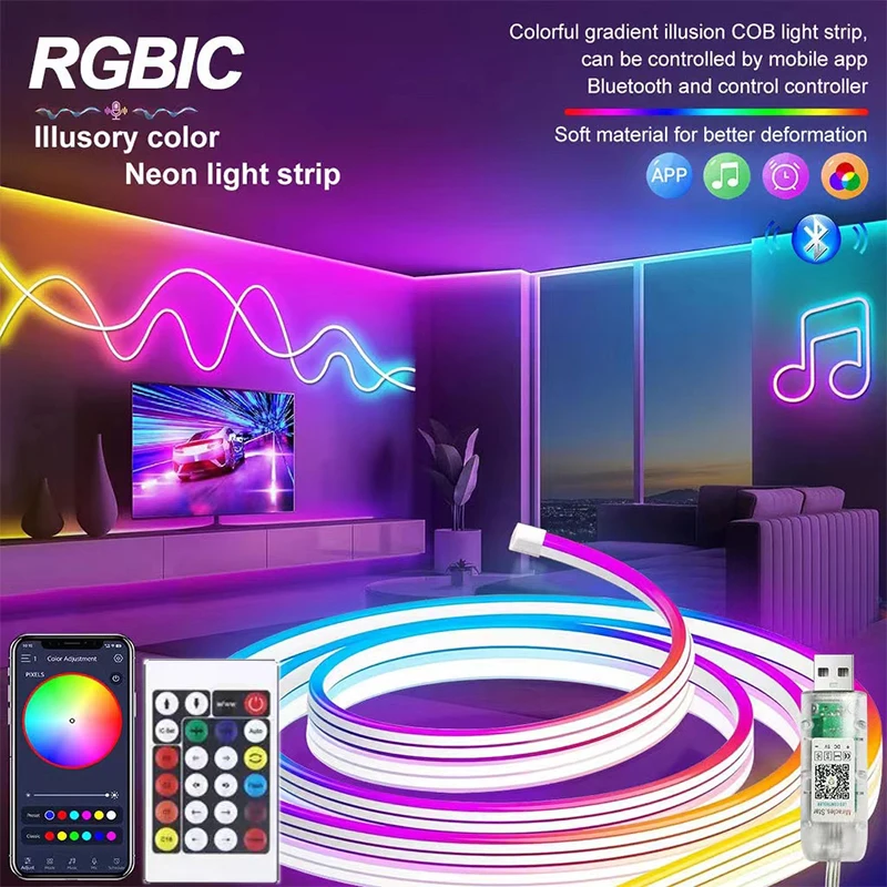 RGB LED Neon Rope Light Strip, APP Control, Music Sync, USB-Powered for Gaming, Bedroom, Wall Decor
RGB LED Neon Rope Light Strip, APP Control, Music Sync, USB-Powered for Gaming, Bedroom, Wall Decor