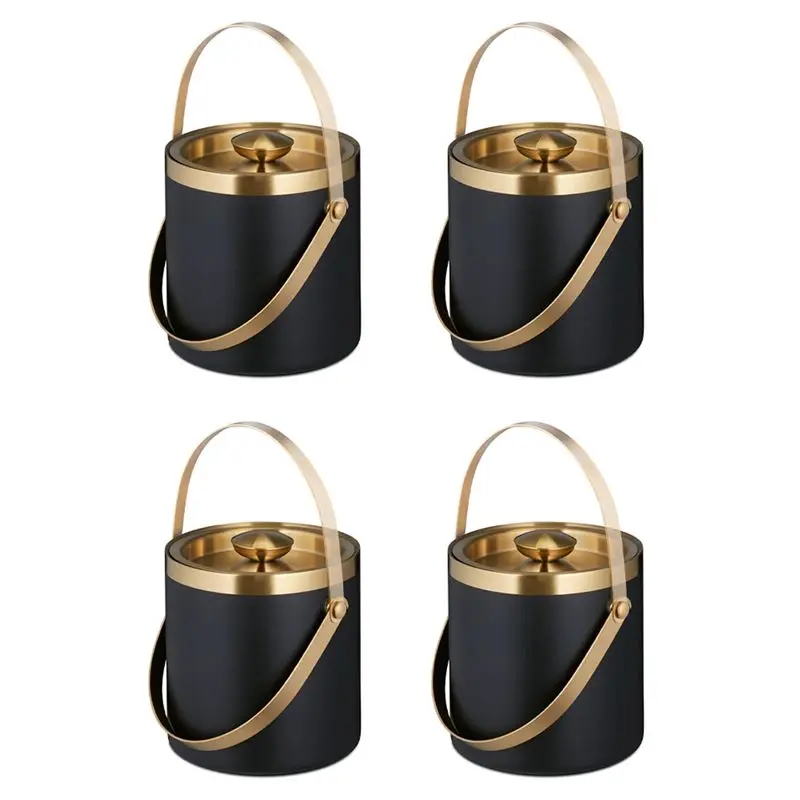 4X Ice Bucket, Stainless Steel, Double-Walled, Ice Bucket With Lid & Handle, 2 L, Ice Cube Bucket Black & Gold New
4X Ice Bucket, Stainless Steel, Double-Walled, Ice Bucket With Lid & Handle, 2 L, Ice Cube Bucket Black & Gold New