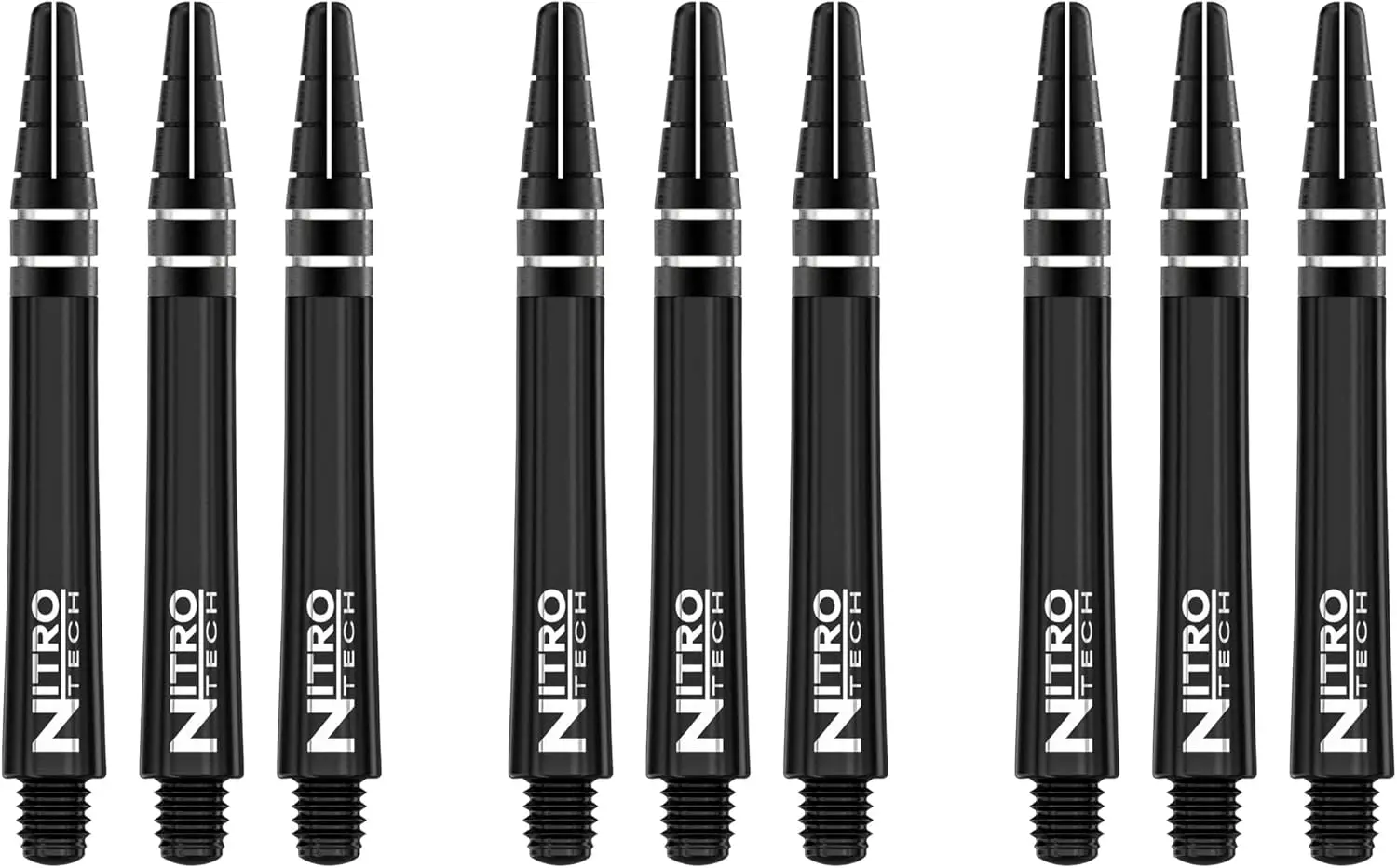Medium Nitrotech Darts Shafts 42mm - 3 Sets Pack (9 Shafts) Solid Black Polymer
Medium Nitrotech Darts Shafts 42mm - 3 Sets Pack (9 Shafts) Solid Black Polymer