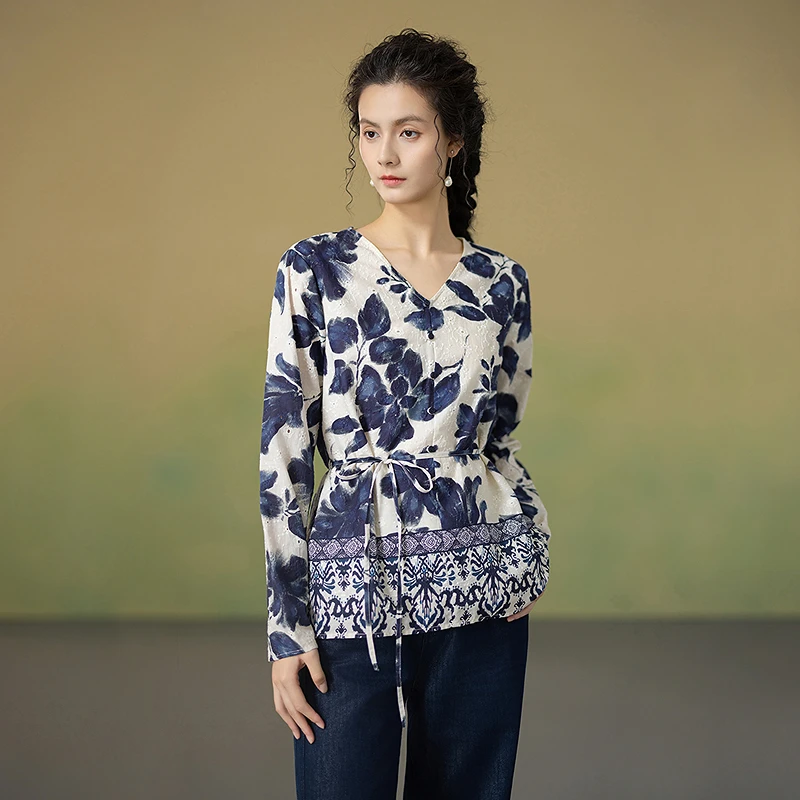 Women's Slim Fit V-Neck Printed Cotton Shirt 100% Cotton Vintage Style Long Sleeve Regular Thickness Abstract Pattern
Women's Slim Fit V-Neck Printed Cotton Shirt 100% Cotton Vintage Style Long Sleeve Regular Thickness Abstract Pattern