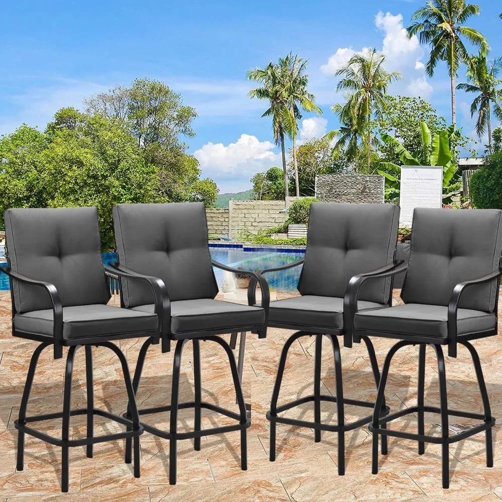 Patio Swivel Bar Stools with Cushion,Outdoor High Back Swivel Bar Chair with All Weather Steel Frame for Backyard Lawn,Poolside
Patio Swivel Bar Stools with Cushion,Outdoor High Back Swivel Bar Chair with All Weather Steel Frame for Backyard Lawn,Poolside