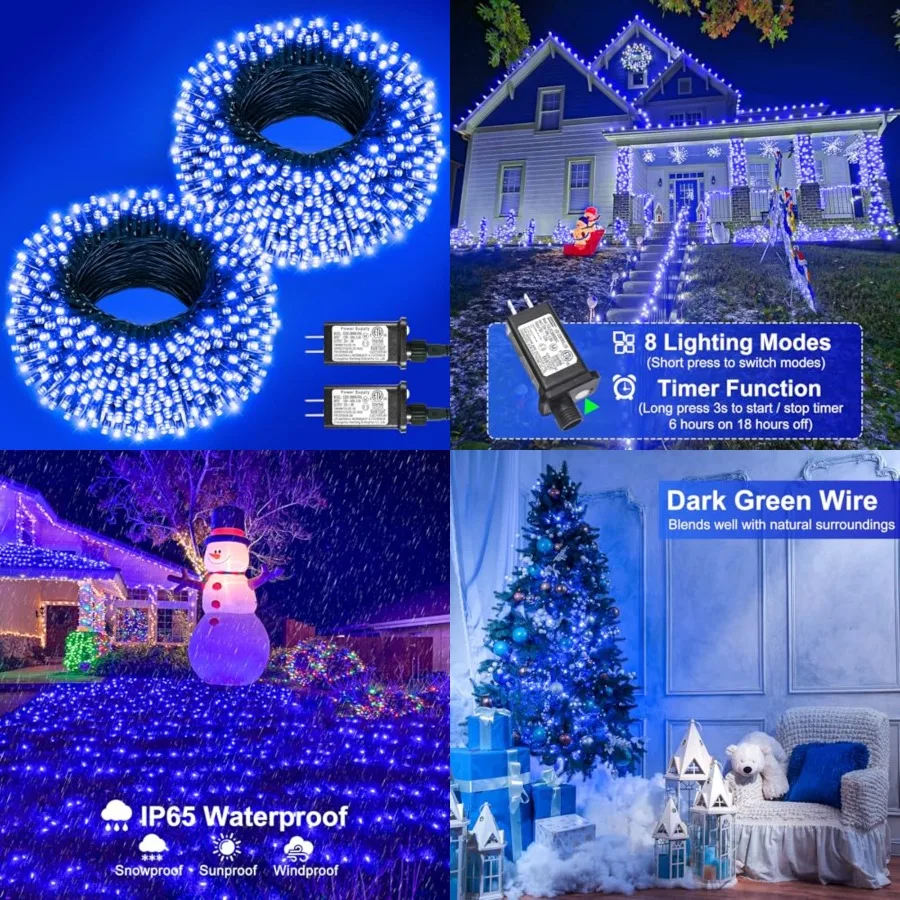 2 Pack Christmas Lights Outdoor, Total 200Feet 600 LED String Lights for Outside Waterproof with 8 Modes, Connectable Plug In F
2 Pack Christmas Lights Outdoor, Total 200Feet 600 LED String Lights for Outside Waterproof with 8 Modes, Connectable Plug In F