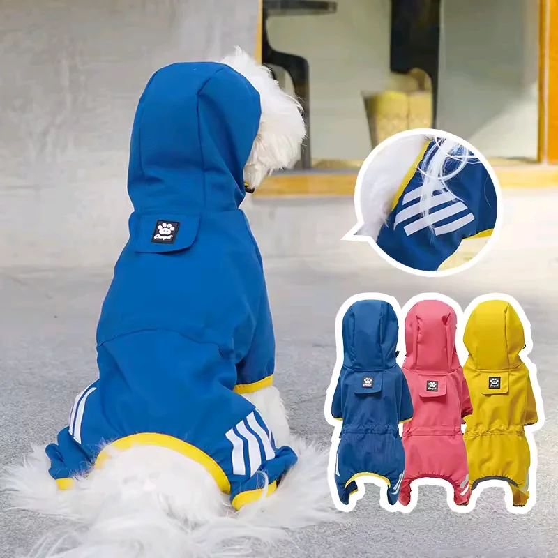 Puppy Outdoor Raincoat With Reflective Strap Pet Four Legged Raincoat For Teddy Small Medium Dogs Rainy Day Pet Clothes 
Puppy Outdoor Raincoat With Reflective Strap Pet Four Legged Raincoat For Teddy Small Medium Dogs Rainy Day Pet Clothes