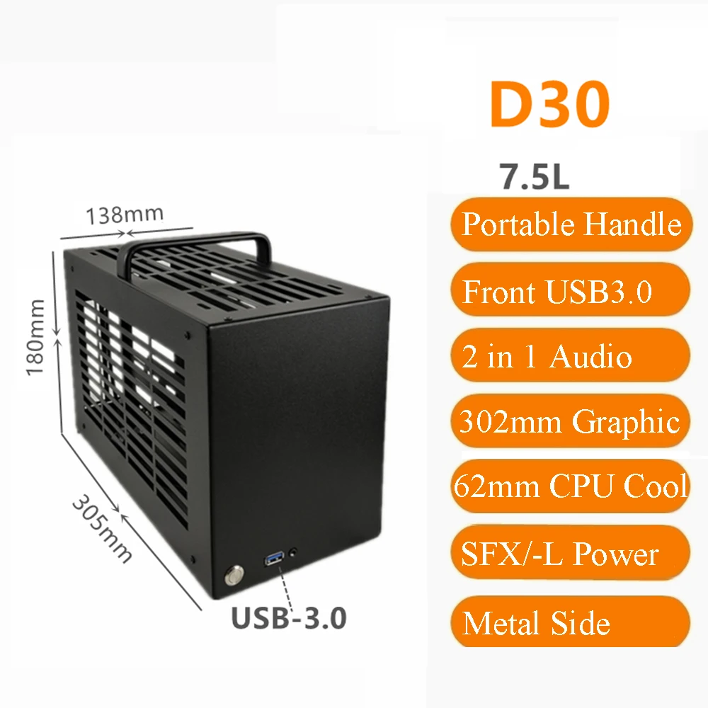 Mini Desktop ITX Chassis Portable Black Computer Case with Handle USB3.0 Stainless Steel MATX Gaming Cases Support Fan Cooling
Mini Desktop ITX Chassis Portable Black Computer Case with Handle USB3.0 Stainless Steel MATX Gaming Cases Support Fan Cooling