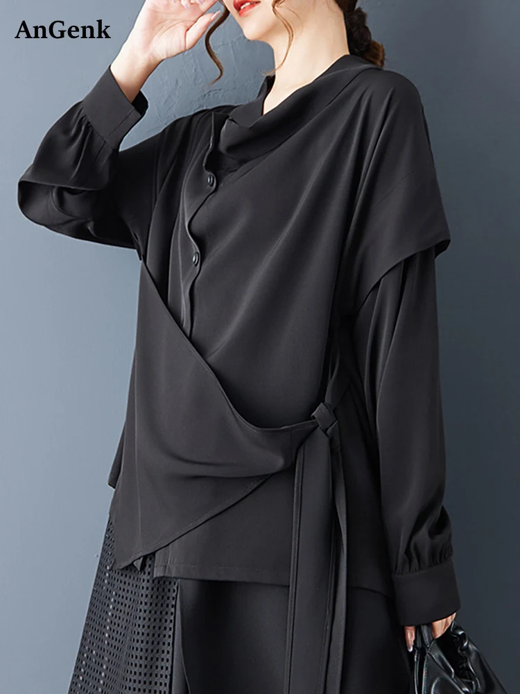 2025 Spring Autumn New Oversized Irregular Black Vintage Blouse Women Long Sleeve Loose Casual Shirt Top Lace-Up Fashion Clothes
2025 Spring Autumn New Oversized Irregular Black Vintage Blouse Women Long Sleeve Loose Casual Shirt Top Lace-Up Fashion Clothes
