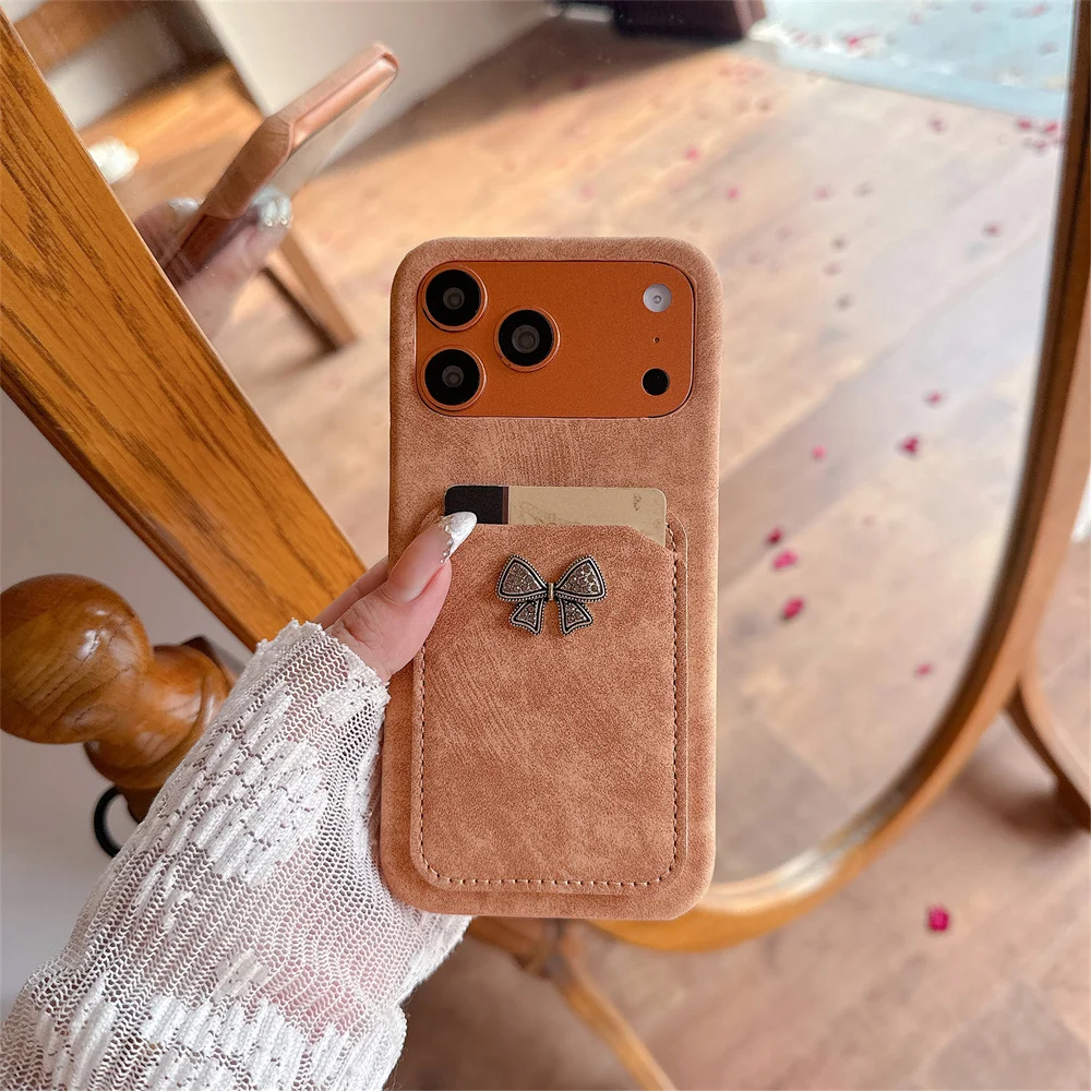 Vintage Elegant Metal Bow Card Slot Phone Case for iPhone 17 Pro Max Soft Suede Texture Wallet Cover for iPhone 16 15 14 13 Pro
Vintage Elegant Metal Bow Card Slot Phone Case for iPhone 17 Pro Max Soft Suede Texture Wallet Cover for iPhone 16 15 14 13 Pro