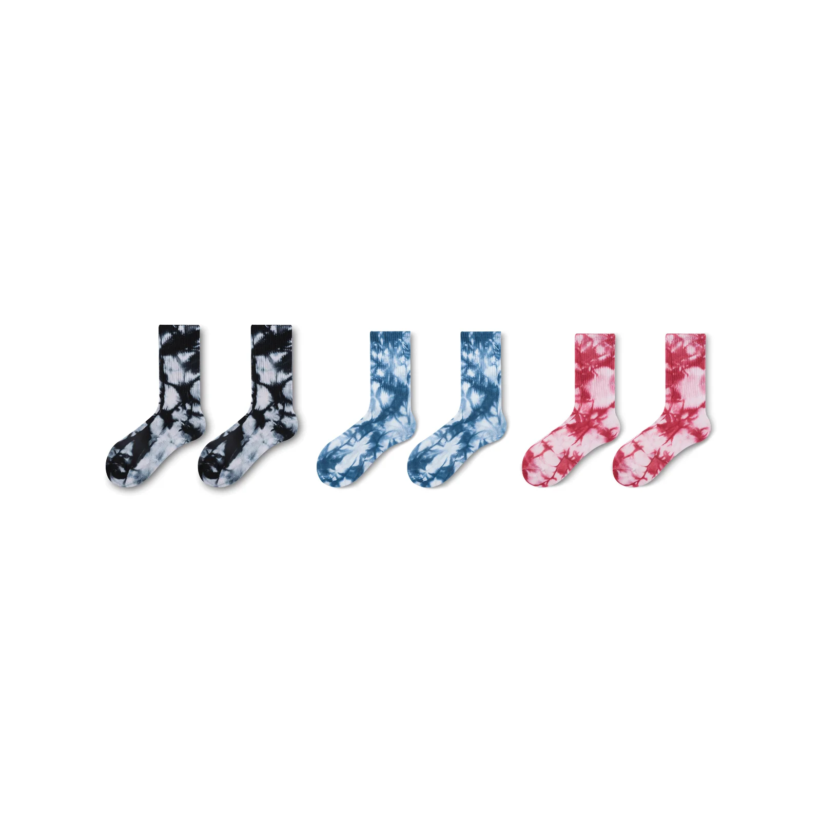 Autumn and winter same-style tie-dye trendy hip-hop mid-calf socks for men and women in three-color combination (black/blue/red)
Autumn and winter same-style tie-dye trendy hip-hop mid-calf socks for men and women in three-color combination (black/blue/red)