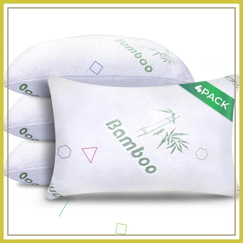 Queen Memory Foam Pillows Set of 4 - Cooling Shredded Bamboo Pillows for Back, Stomach & Side Sleepers
Queen Memory Foam Pillows Set of 4 - Cooling Shredded Bamboo Pillows for Back, Stomach & Side Sleepers