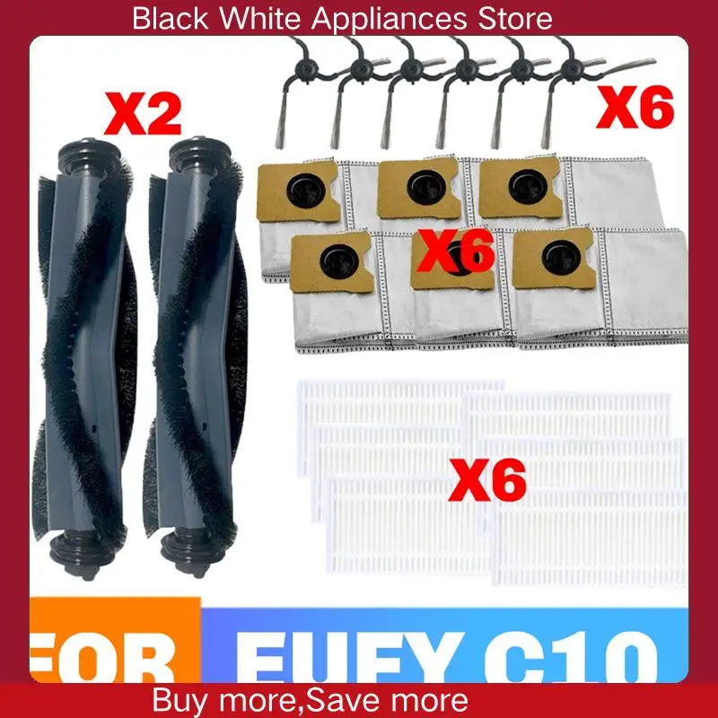For Eufy C10 Robot Vacuum Replacement Parts Accessories Main Side Brush Hepa Filter Dust Bag-CLIM
For Eufy C10 Robot Vacuum Replacement Parts Accessories Main Side Brush Hepa Filter Dust Bag-CLIM