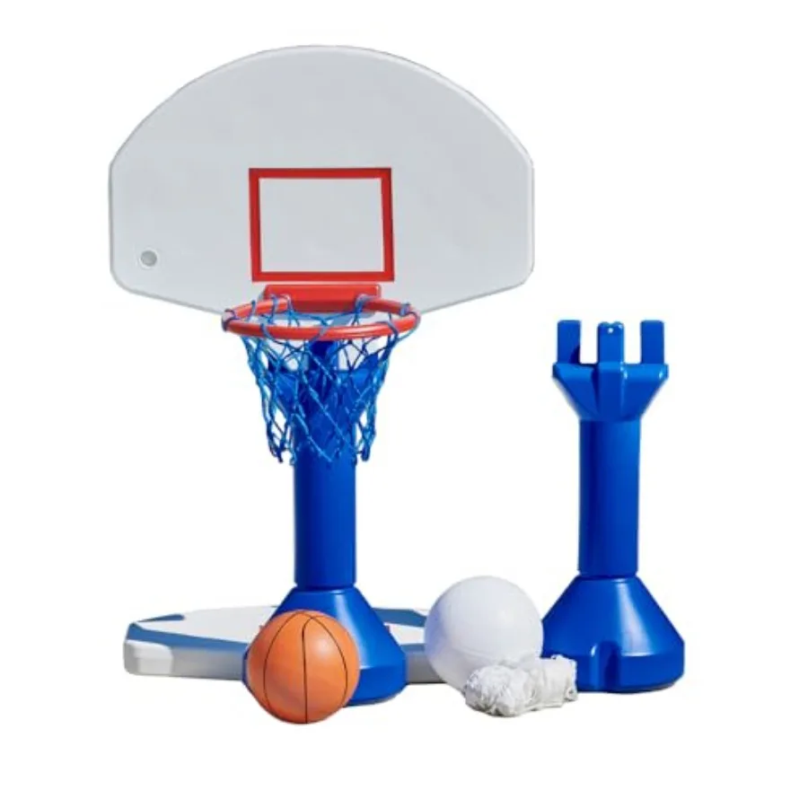 2-in-1 pool basketball hoop and volleyball net game set for inground above ground swimming pools durable PVC frame, blue white,
2-in-1 pool basketball hoop and volleyball net game set for inground above ground swimming pools durable PVC frame, blue white,