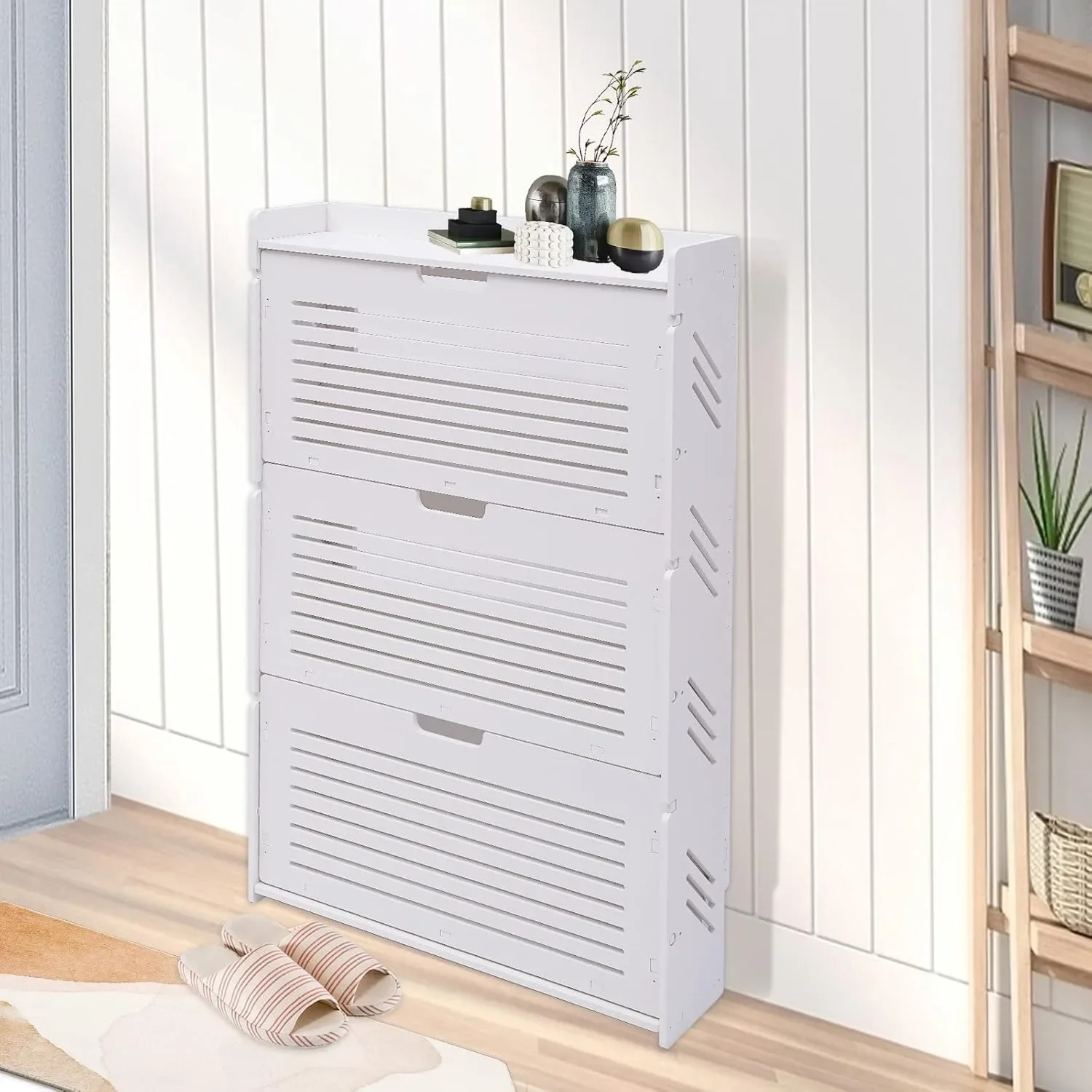 Shoe Storage Cabinet for Entryway Ultra-Thin 3-Layer Shoe Organizer Entryway Shoe Rack White(27.56" × 6.69" × 42.91")
Shoe Storage Cabinet for Entryway Ultra-Thin 3-Layer Shoe Organizer Entryway Shoe Rack White(27.56" × 6.69" × 42.91")