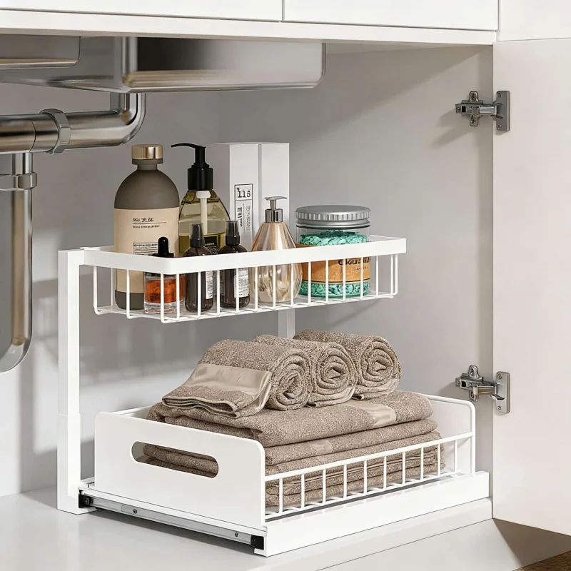 Double Drawer Sink Rack2Pull-out Organizer Rack for Cabinets, Universal Storage Solution for Kitchen and Bathroom
Double Drawer Sink Rack2Pull-out Organizer Rack for Cabinets, Universal Storage Solution for Kitchen and Bathroom