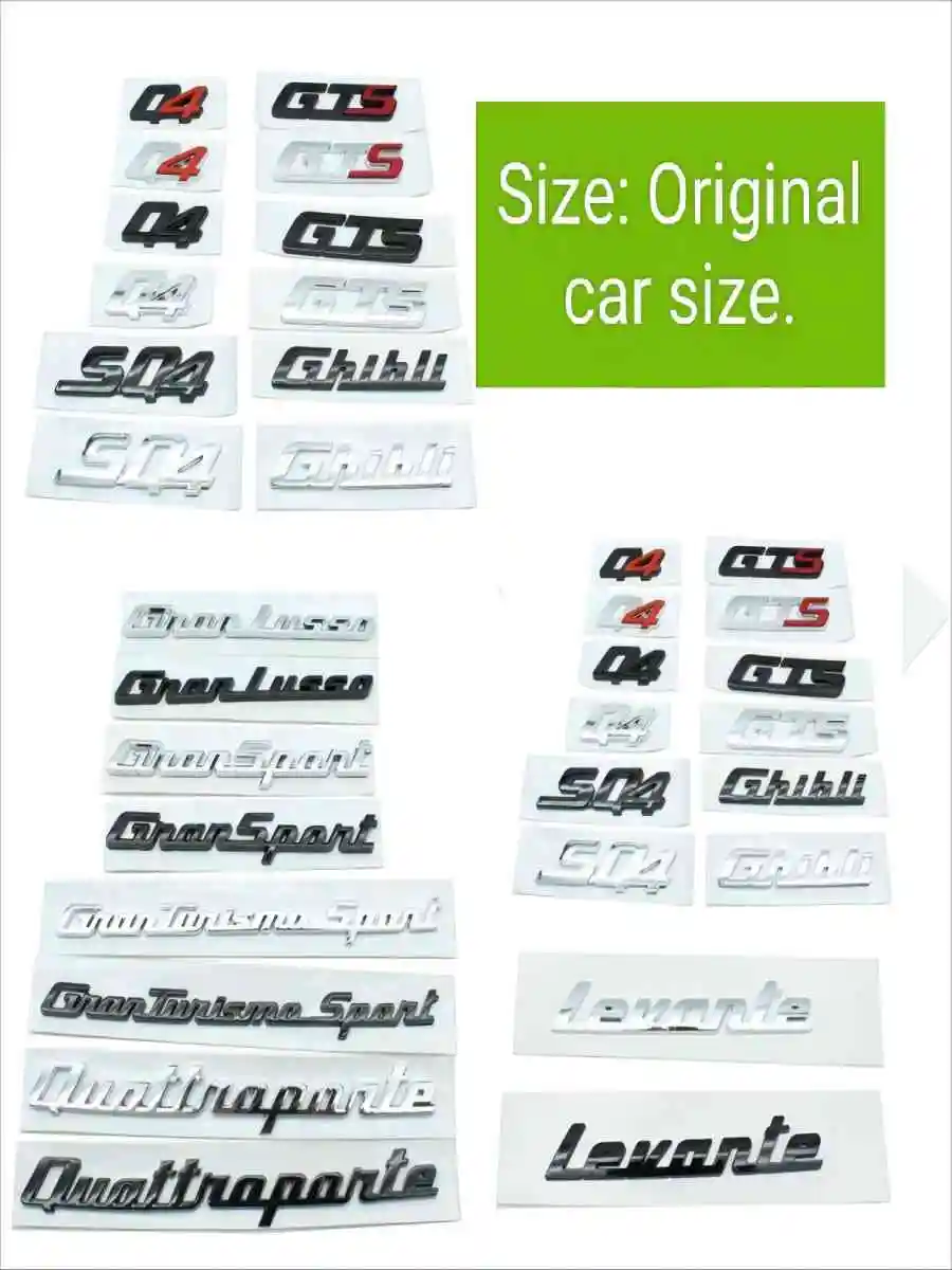 ABS Side Fender Emblem Rear Boot Trunk Logo Badge Sticker Decals Suitable for GTS Ghibli Gransport Granlusso Quattroporte
ABS Side Fender Emblem Rear Boot Trunk Logo Badge Sticker Decals Suitable for GTS Ghibli Gransport Granlusso Quattroporte