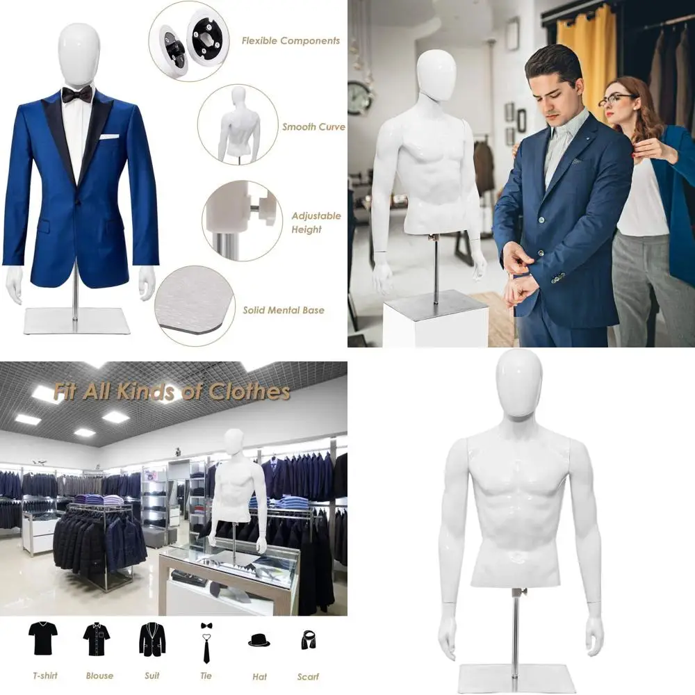 Манекен мужской с регулируемой высотой, с отсоединяемыми руками и металлической подставкой, ярко-белый
Манекен мужской с регулируемой высотой, с отсоединяемыми руками и металлической подставкой, ярко-белый