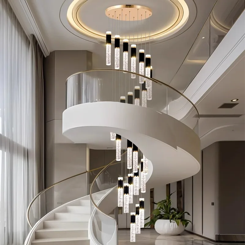 Postmodern Rotating staircase decorative Long strip LED chandelier lustre Hardware Round disc Ceiling Home interior lighting
Postmodern Rotating staircase decorative Long strip LED chandelier lustre Hardware Round disc Ceiling Home interior lighting