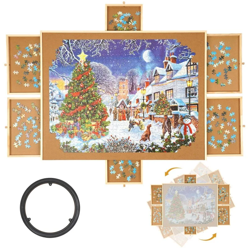 Jigsaw Puzzle Board, Measuring 34 Inches By 26 Inches, with Six Drawers – A Rotating, Portable Storage Box Featuring A Lid
Jigsaw Puzzle Board, Measuring 34 Inches By 26 Inches, with Six Drawers – A Rotating, Portable Storage Box Featuring A Lid
