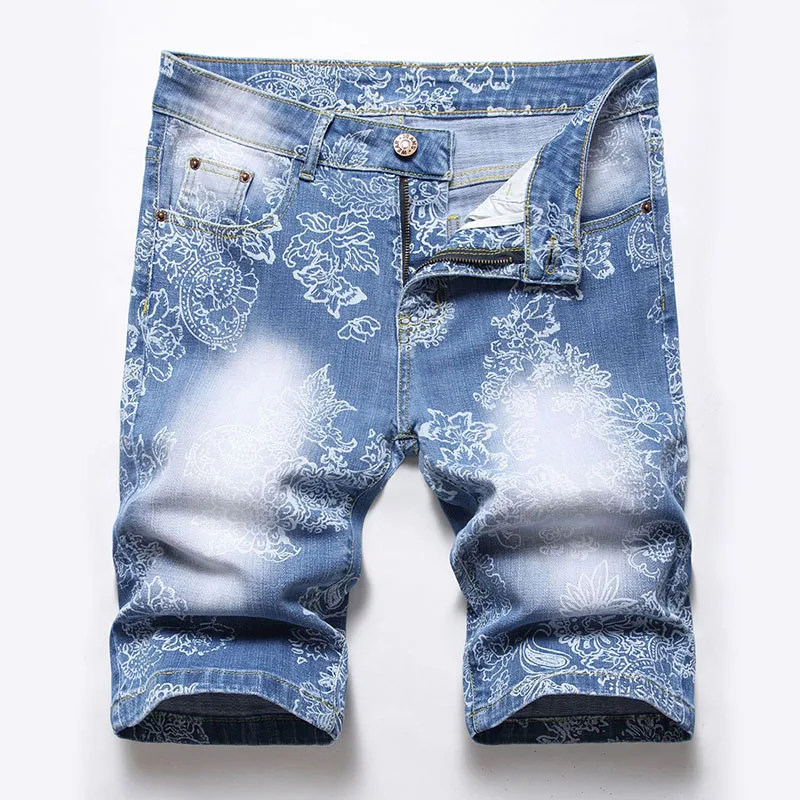 2024 Summer New Men's Denim Shorts Classic Style Flower Printing Blue Fashion Casual Slim Fit Short Jeans Male Cotton Shorts
2024 Summer New Men's Denim Shorts Classic Style Flower Printing Blue Fashion Casual Slim Fit Short Jeans Male Cotton Shorts