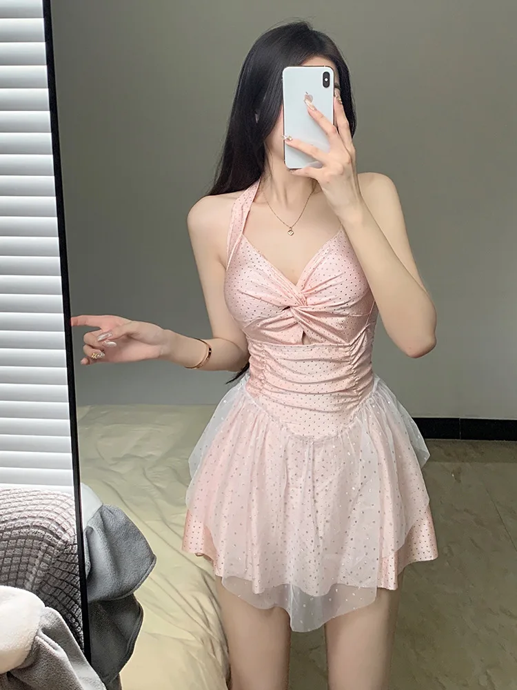 pink korean style New Japanese style neck and hot spring one-piece swimsuit that covers the belly and makes you look slimmer, pu
pink korean style New Japanese style neck and hot spring one-piece swimsuit that covers the belly and makes you look slimmer, pu