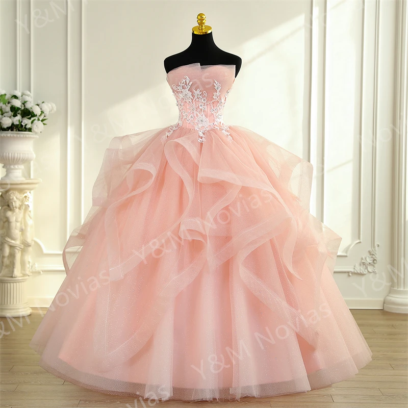 Y&M Novias Shiny Tull Pink Wedding Dresses 2025 Party Prom Elegant Strapless Ball Gown Homecoming Dress Customized Plus Size
Y&M Novias Shiny Tull Pink Wedding Dresses 2025 Party Prom Elegant Strapless Ball Gown Homecoming Dress Customized Plus Size