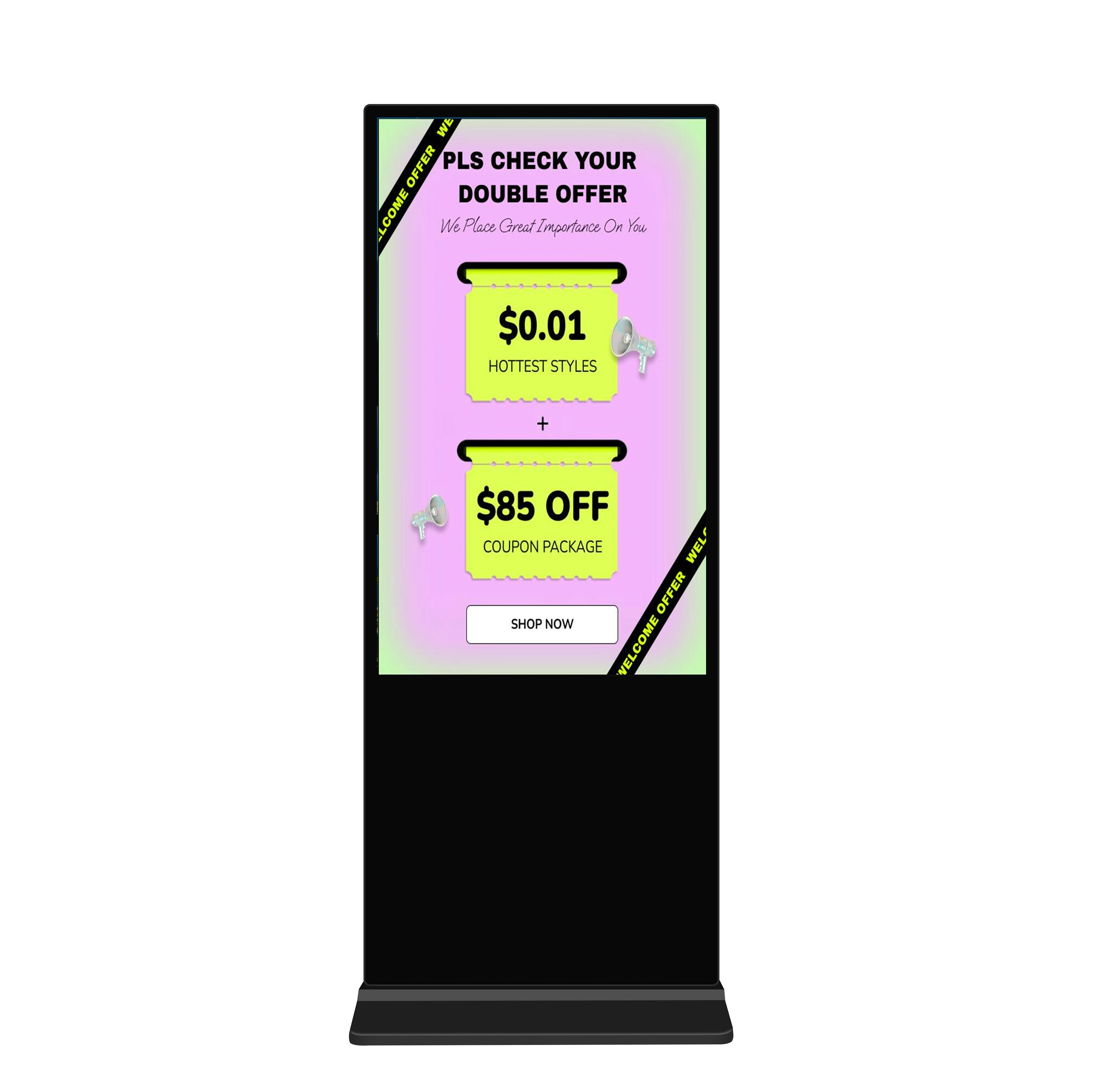 Touch Screen LCD Digital Poster Display Advertising Kiosk Stands Floor Standing Video Signage for Retail Stores SDK Function
Touch Screen LCD Digital Poster Display Advertising Kiosk Stands Floor Standing Video Signage for Retail Stores SDK Function