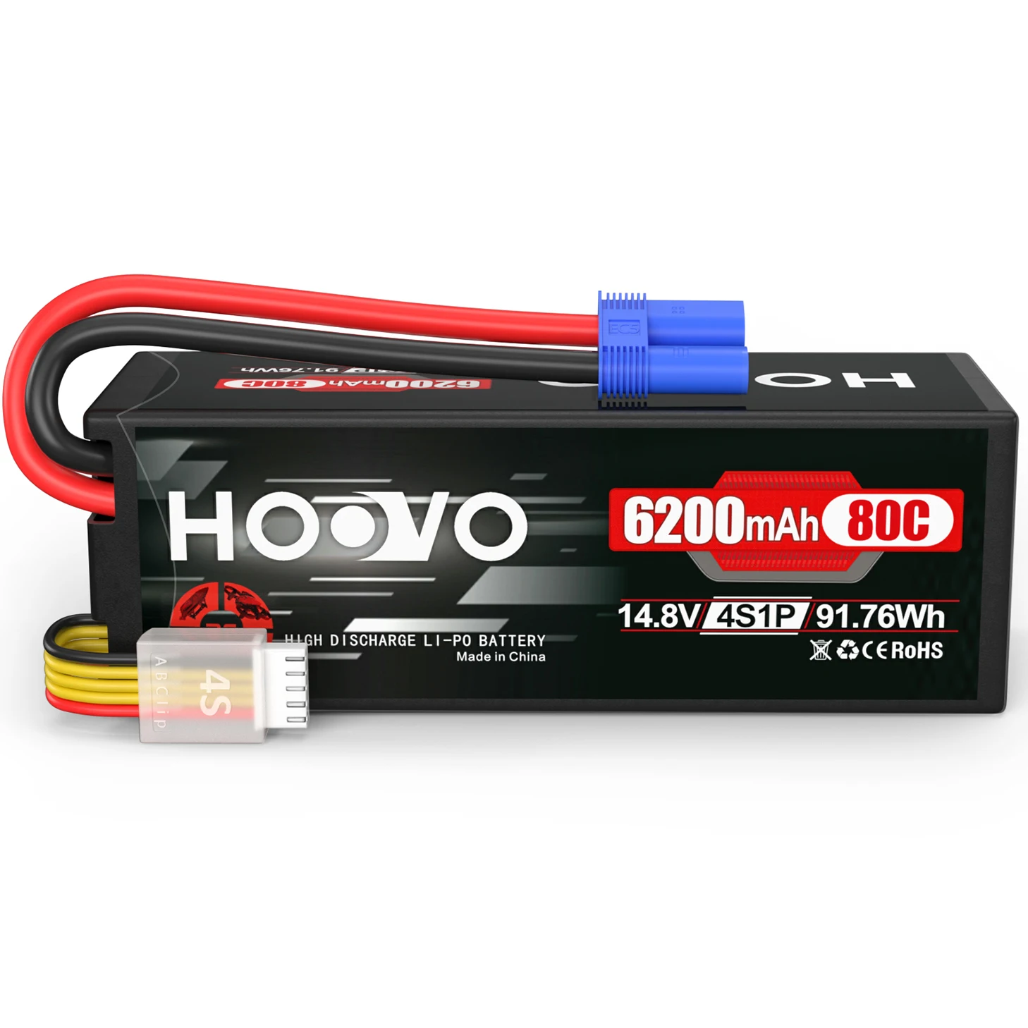 HOOVO 4S 14.8V 80C 6200mAh RC Lipo Battery Hard Case Battery with EC5 Connector for Helicopter FPV UAV Drone RC Quadcopter 1Pcs
HOOVO 4S 14.8V 80C 6200mAh RC Lipo Battery Hard Case Battery with EC5 Connector for Helicopter FPV UAV Drone RC Quadcopter 1Pcs
