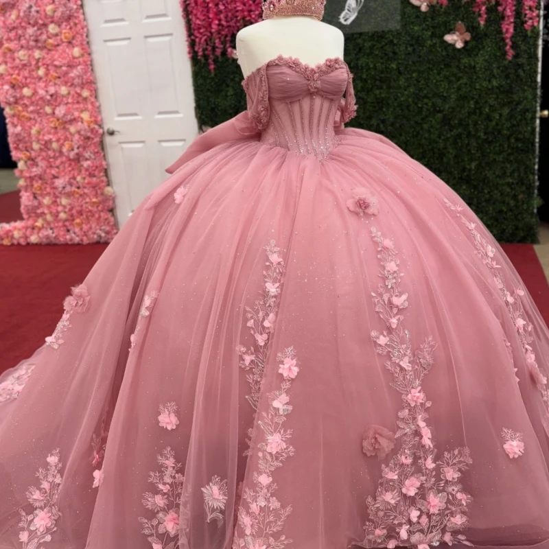 Pink Shiny Princess Off the Shoulder Sweet 16 Dress Quinceanera Dresses Applique Flower Beads Bow Tull Corset Party Birthday Ves
Pink Shiny Princess Off the Shoulder Sweet 16 Dress Quinceanera Dresses Applique Flower Beads Bow Tull Corset Party Birthday Ves