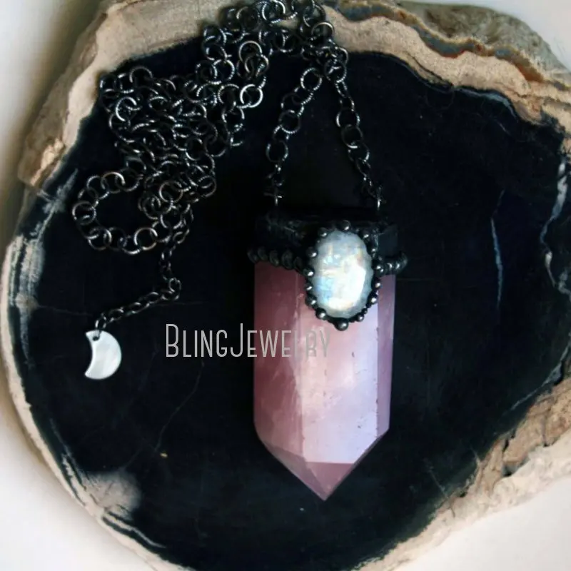 NM43172 Moonstone And Rose Quartz Crystal Tower Necklace Rainbow Obelisk Halloween
NM43172 Moonstone And Rose Quartz Crystal Tower Necklace Rainbow Obelisk Halloween