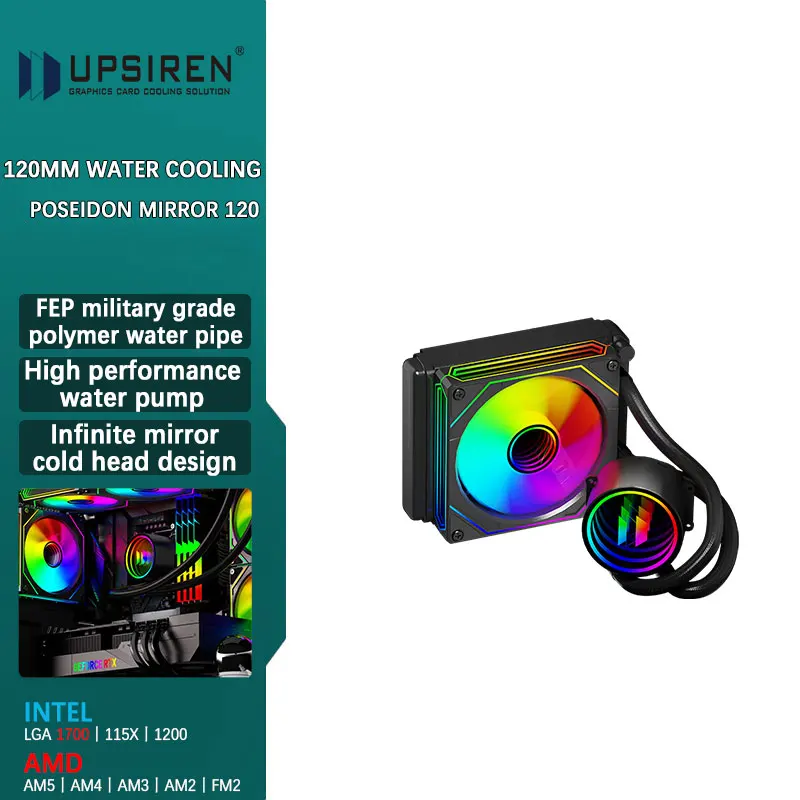 UPSIREN Poseidon mirror 120 120MM All-in-one Water Cooling Infinity mirror Cold head design ARGB PWM Fans suppor LGA1700 AMD AM5
UPSIREN Poseidon mirror 120 120MM All-in-one Water Cooling Infinity mirror Cold head design ARGB PWM Fans suppor LGA1700 AMD AM5