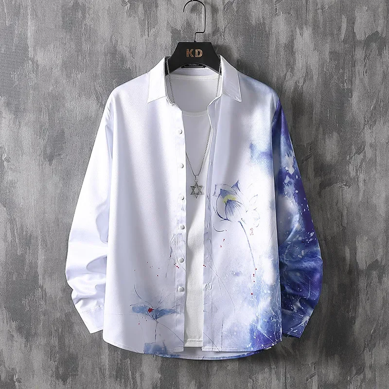 Men's Long Sleeve Shirt Chinese Style Ink Splatter Print Loose Casual Spring Fall Thin Blouse
Men's Long Sleeve Shirt Chinese Style Ink Splatter Print Loose Casual Spring Fall Thin Blouse