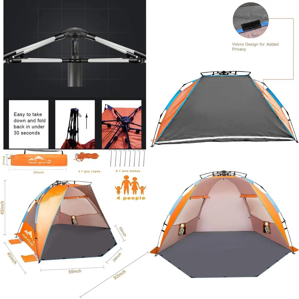Портативная пляжная палатка на 4 человека с защитой от ультрафиолета, сумкой для переноски, кольями, анкерами для песка, водонепроницаемая, ветрозащитная, оранжевая
Портативная пляжная палатка на 4 человека с защитой от ультрафиолета, сумкой для переноски, кольями, анкерами для песка, водонепроницаемая, ветрозащитная, оранжевая