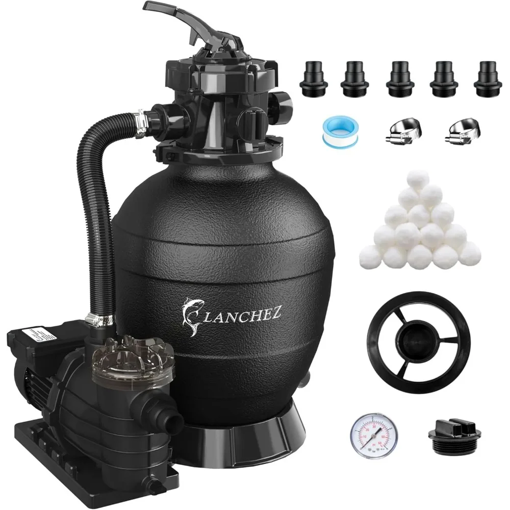 Sand Filter Pump for Above Ground Pool, 3/4 HP, Max 3500 GPH for Pools Up to 11000GAL, 6-Way Valve Pool Sand Filter System
Sand Filter Pump for Above Ground Pool, 3/4 HP, Max 3500 GPH for Pools Up to 11000GAL, 6-Way Valve Pool Sand Filter System