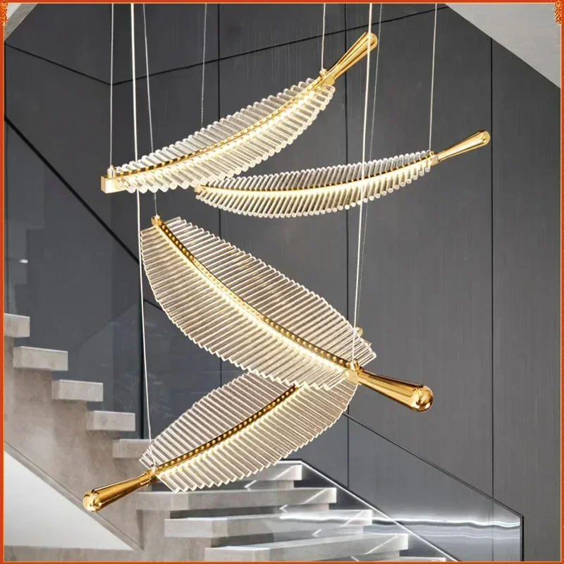 Light Luxury Crystal Leaf Feather LED Chandelier Creative Art Rotary Staircase Chandelier Living Room Dining Room Lighting
Light Luxury Crystal Leaf Feather LED Chandelier Creative Art Rotary Staircase Chandelier Living Room Dining Room Lighting