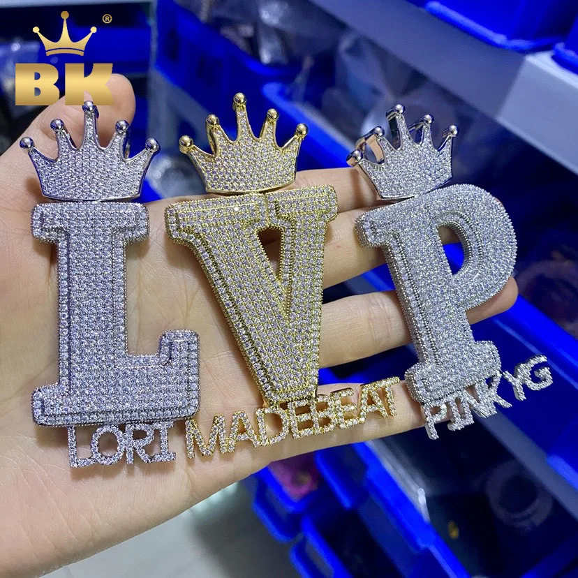 THE BLING KING Custom Crown Bail Big Bold Initial Letter A-Z Attached Mini Letters Pendant Micro Pave CZ Necklace Hiphop Jewelry
THE BLING KING Custom Crown Bail Big Bold Initial Letter A-Z Attached Mini Letters Pendant Micro Pave CZ Necklace Hiphop Jewelry