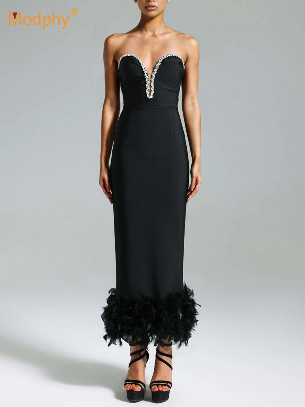 Modphy Sexy Women Black Feathers Diamond Luxury Maxi Bandage Dresses 2024 Off shoulder Cocktail Party Bodycon Dress Club Vestido
Modphy Sexy Women Black Feathers Diamond Luxury Maxi Bandage Dresses 2024 Off shoulder Cocktail Party Bodycon Dress Club Vestido