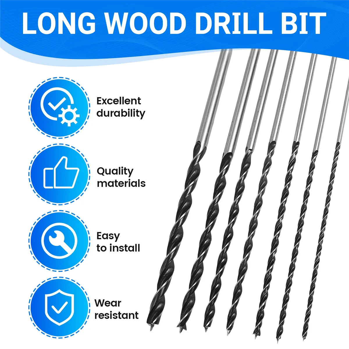TFBC 7Pcs Extra Long Wood Drill Bit Set 12 Inch 300mm Drill Bits DIY Woodworking Tool Spiral Drill Extra Long Drill
TFBC 7Pcs Extra Long Wood Drill Bit Set 12 Inch 300mm Drill Bits DIY Woodworking Tool Spiral Drill Extra Long Drill