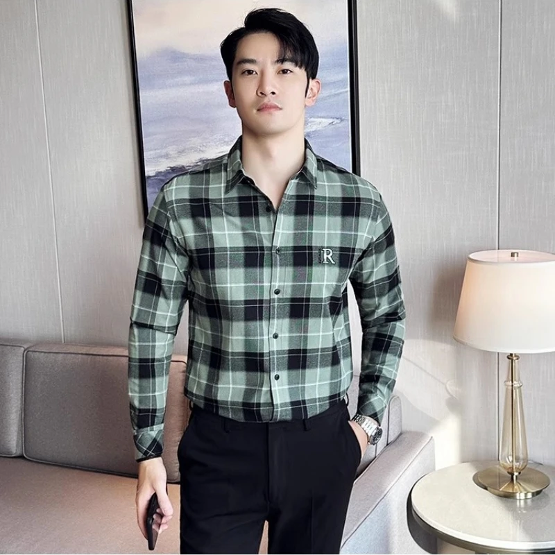 Brand Autumn Plaid Shirts Men Classic Long Sleeve Slim Fit Business Dress Shirt Fashion Casual Social Streetwear Shirts 2023
Brand Autumn Plaid Shirts Men Classic Long Sleeve Slim Fit Business Dress Shirt Fashion Casual Social Streetwear Shirts 2023