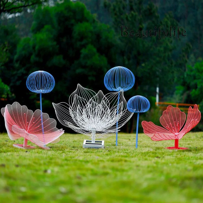Outdoor stainless steel flower sculpture scenic public garden landscape decoration wrought iron hollow lotus flower floor orname 
Outdoor stainless steel flower sculpture scenic public garden landscape decoration wrought iron hollow lotus flower floor orname