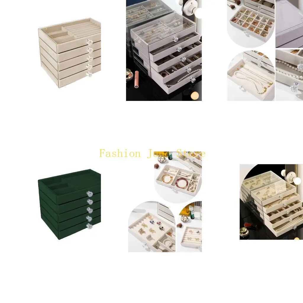N5KA Spacious 5 Layer Jewelry Case PET Plastic Frame Soft Velvets Lining Storage Box
N5KA Spacious 5 Layer Jewelry Case PET Plastic Frame Soft Velvets Lining Storage Box