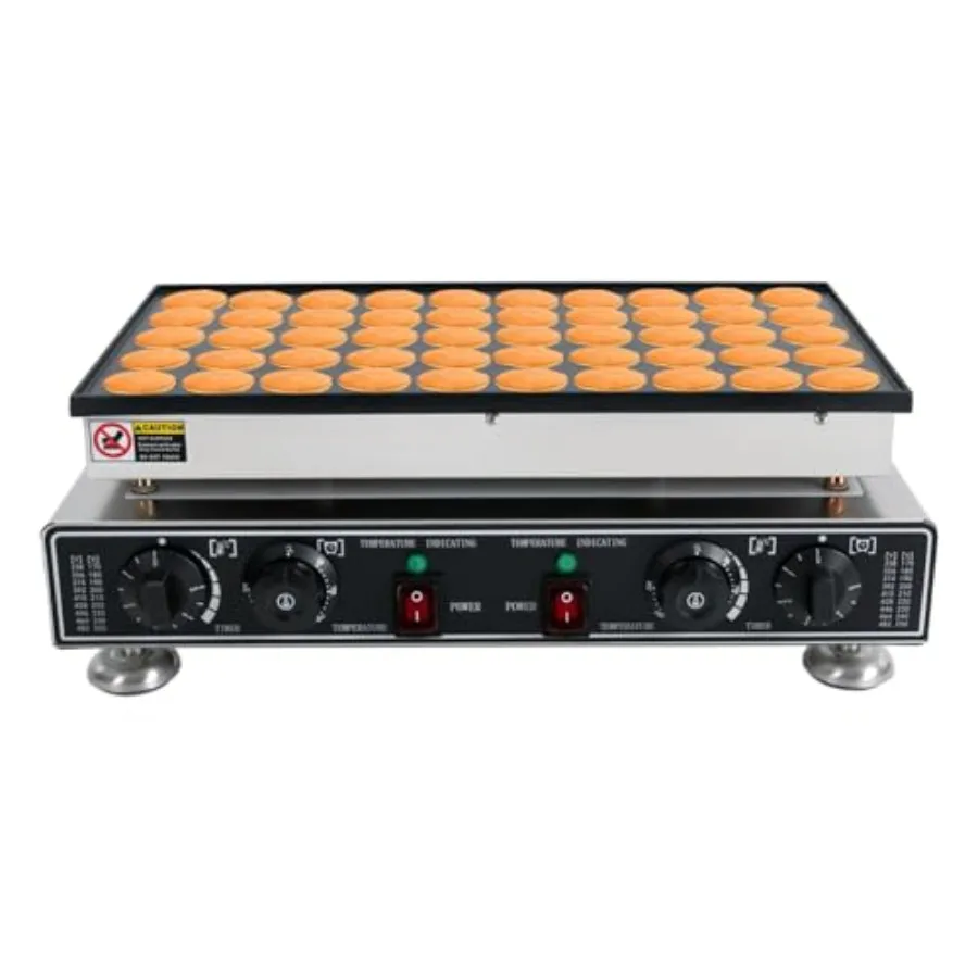 Commercial mini pancake making machine for waffle pancakes, stainless steel body, silver color, 50-hole design and 1800W high p
Commercial mini pancake making machine for waffle pancakes, stainless steel body, silver color, 50-hole design and 1800W high p