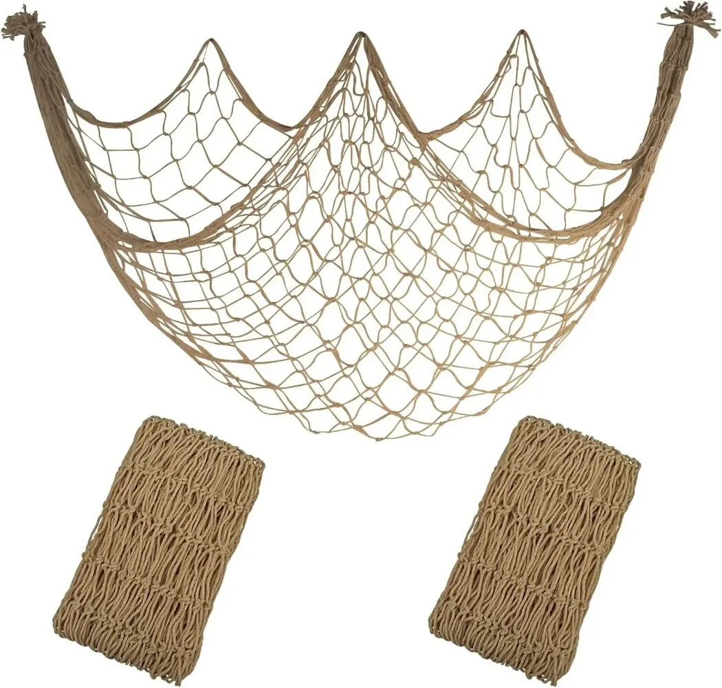 2Pcs 80x40 Inch Brown Cotton Fishing Net Decor 3mm Thick Nautical Net for Hawaiian Beach Sea Theme Party Wall Ceiling Decoration
2Pcs 80x40 Inch Brown Cotton Fishing Net Decor 3mm Thick Nautical Net for Hawaiian Beach Sea Theme Party Wall Ceiling Decoration
