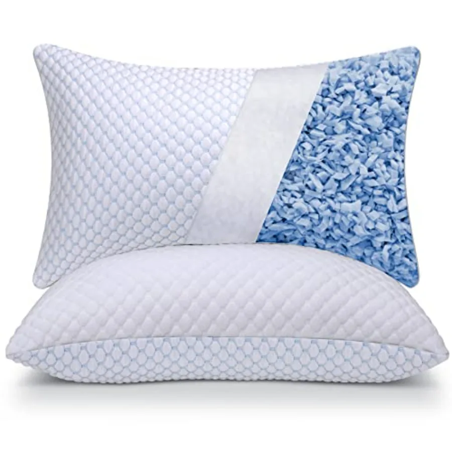 Cooling Adjustable Shredded Memory Foam Pillows Queen Size Set of 2 - Temperature-Regulating for All Sleepers with Dual Airflow
Cooling Adjustable Shredded Memory Foam Pillows Queen Size Set of 2 - Temperature-Regulating for All Sleepers with Dual Airflow