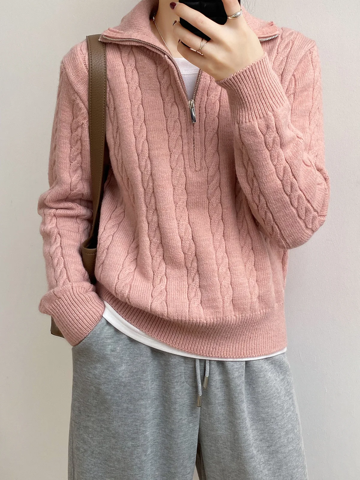 Winter Clothes Women Sweater Casual Tops Loose Knitwear Vintage Half Zipper Oversized Sweater Twists Pullovers Female Pullover
Winter Clothes Women Sweater Casual Tops Loose Knitwear Vintage Half Zipper Oversized Sweater Twists Pullovers Female Pullover
