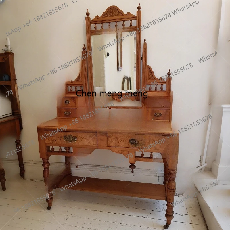French retro solid wood carving flower dresser dressing table multi-drawer makeup table with makeup mirror
French retro solid wood carving flower dresser dressing table multi-drawer makeup table with makeup mirror