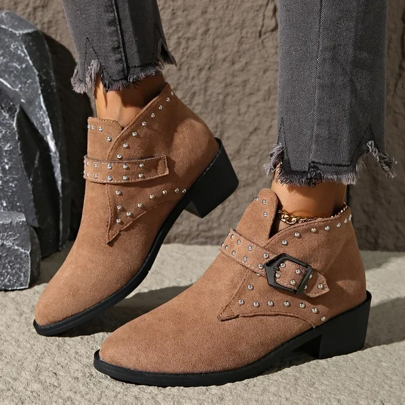 2025 Hot Sale Women's Shoes Buckle Strap Women's Boots Fashion Rivet Office and Career Sexy Pointed Toe Plus Size Ankle Boots
2025 Hot Sale Women's Shoes Buckle Strap Women's Boots Fashion Rivet Office and Career Sexy Pointed Toe Plus Size Ankle Boots