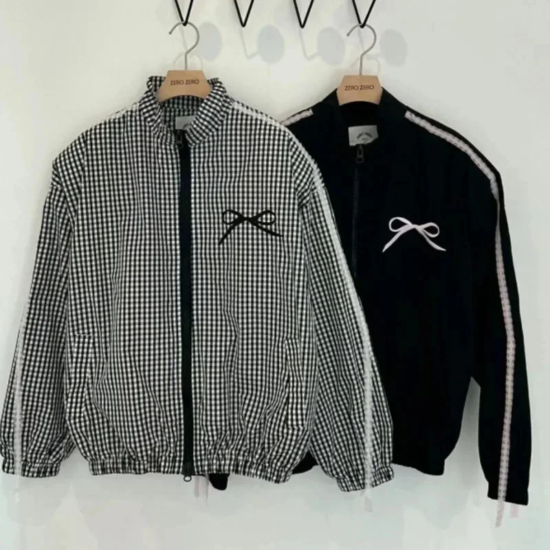 Bow Lace Jacket Plaid Women Autumn Winter Korean Japanese Hanging Neck Long Sleeved Unisex One Size Fits All Couple Jacket New
Bow Lace Jacket Plaid Women Autumn Winter Korean Japanese Hanging Neck Long Sleeved Unisex One Size Fits All Couple Jacket New