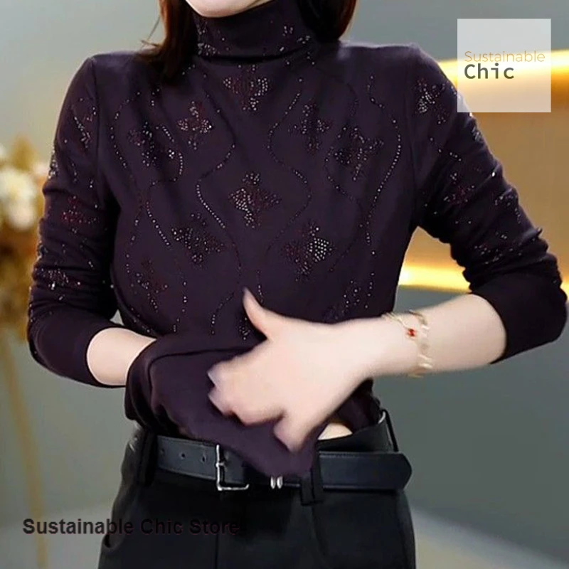 Korean-style Western-style thick velvet bottoming shirt Women wear semi-high collar diamond-encrusted tops in autumn and winter.
Korean-style Western-style thick velvet bottoming shirt Women wear semi-high collar diamond-encrusted tops in autumn and winter.