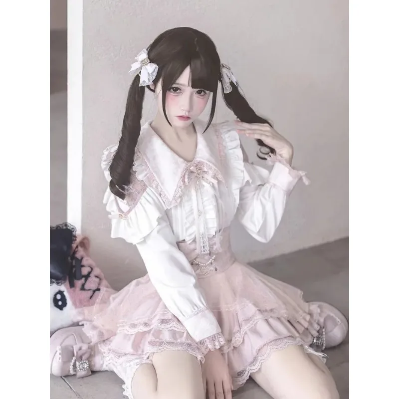 Japanese Lace Patchwork Kawaii Lolita Blouse Aesthetic Shirts Women JK Bow Ruffle Hollow Elegant Cute Tops Long Sleeve Blusa
Japanese Lace Patchwork Kawaii Lolita Blouse Aesthetic Shirts Women JK Bow Ruffle Hollow Elegant Cute Tops Long Sleeve Blusa