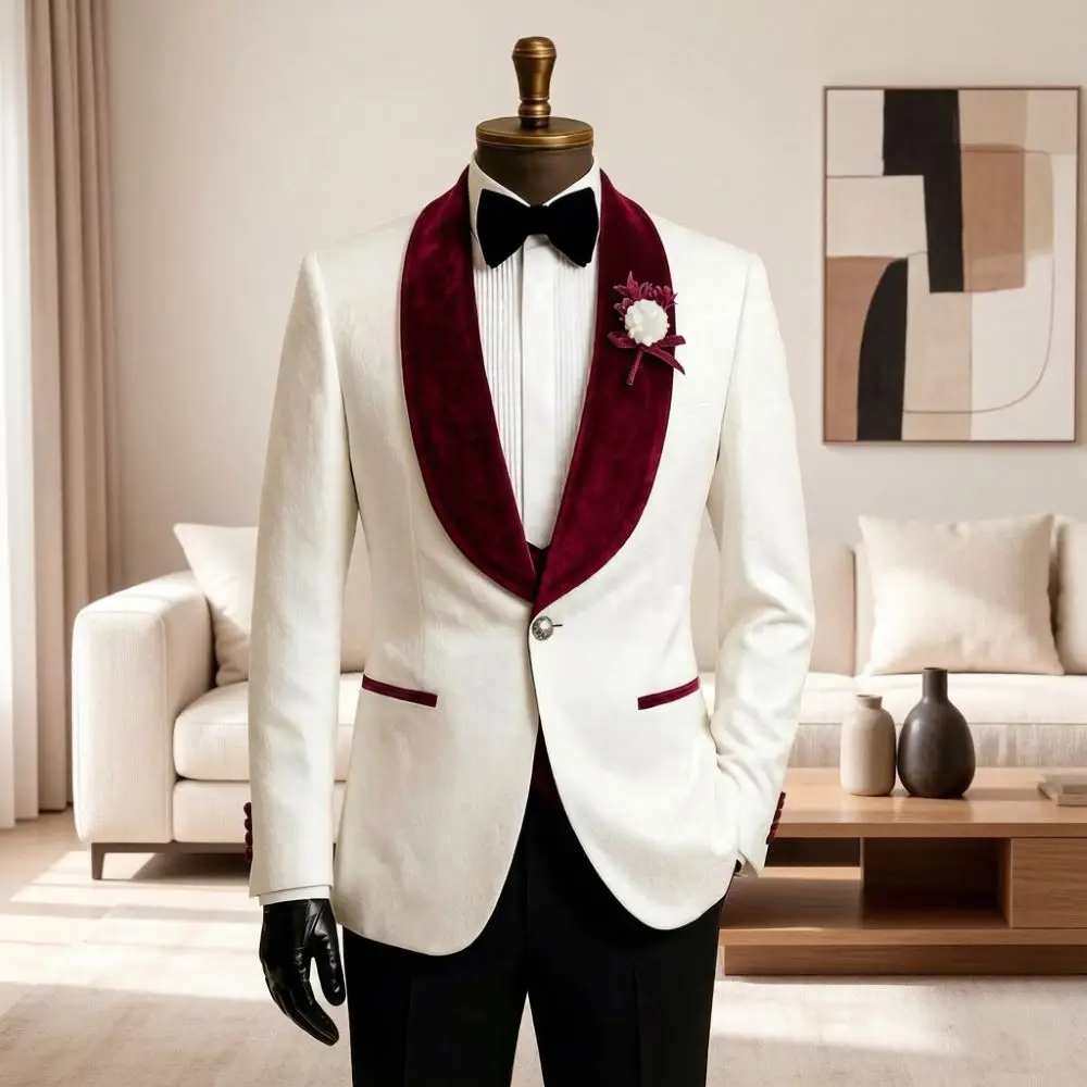 Floral Wedding Suits for Wedding with Velvet Lapel 2 Pieces Groom Wedding Tuxedo Custom Made Mix Match Indoor Banquet Style
Floral Wedding Suits for Wedding with Velvet Lapel 2 Pieces Groom Wedding Tuxedo Custom Made Mix Match Indoor Banquet Style